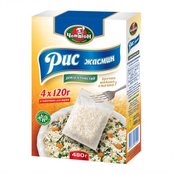 Рис довгозернистий Жасмин ЧЕМПІОН, 480г (4х120г)